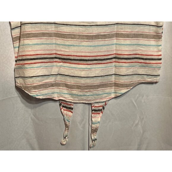 Striped Button-Up Crop Shirt With Tie Detail Weatherproof Vintage Size L Multico - Picture 6 of 8